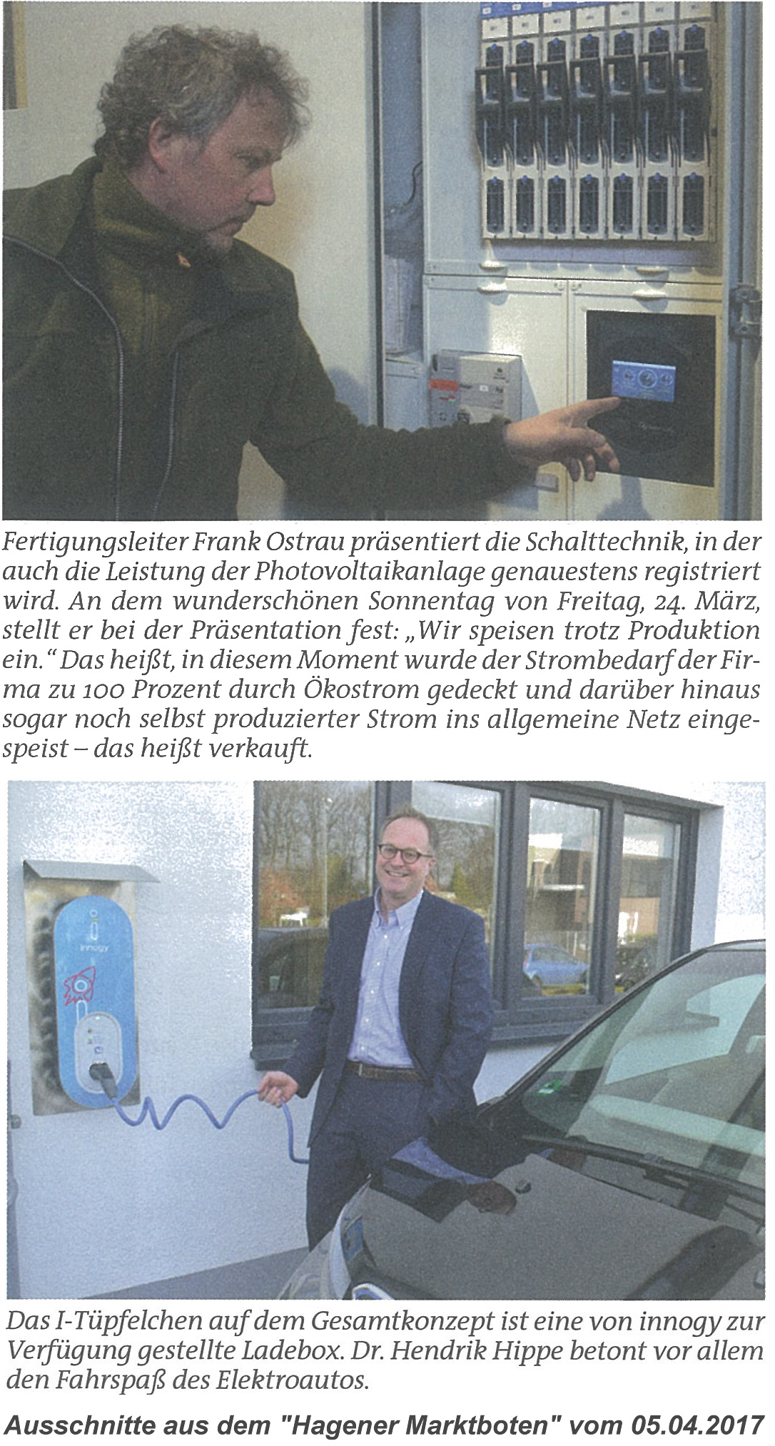 Ausschnitt aus dem "Hagener Marktboten" vom 05.04.2017